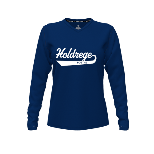 [FTLVCFNV-FYXS-LOGO2] Decker Comfort T-Shirt (Female Youth XS, Navy, V Neck, Logo 2, Long Sleeve)